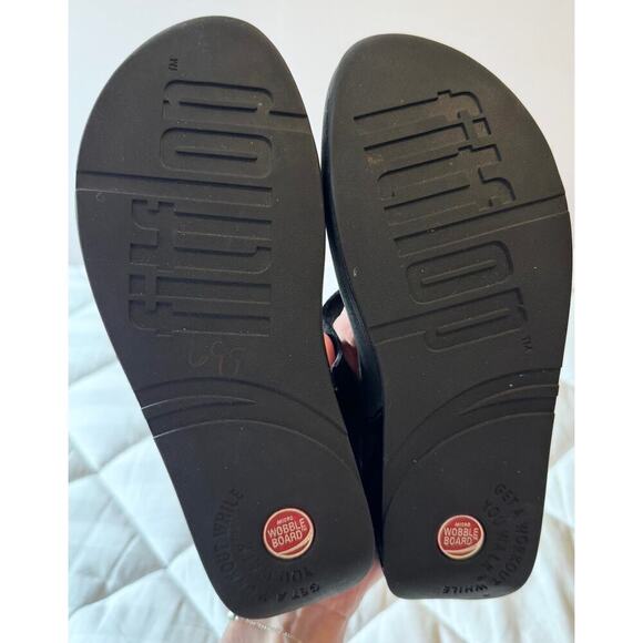 FITFLOP Pietra Bejeweled Slip On Patent Leather Sandals Thongs Size 7 - Picture 5 of 8